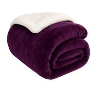 EDS Couverture polaire Sherpa double face en tissu peluche extra doux thermique pour lit et canapé pour améliorer le sommeil pour lit double Aubergine 150 x 200 cm