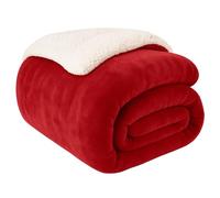 EDS Couverture polaire Sherpa double face en tissu peluche extra doux thermique pour lit et canapé pour améliorer le sommeil pour lit double Rouge 150 x 200 cm