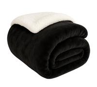 EDS Couverture polaire Sherpa double face en tissu peluche extra doux thermique pour lit et canapé pour améliorer le sommeil pour lit double Noir 150 x 200 cm