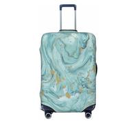 EdsfFehs Azurite Housse de bagage à motif marbré à l'huile Bleu sarcelle et feuille d'or, Noir , XL