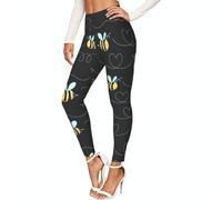 EdsfFehs Bee Flying Print Legging extensible pour femme, Noir , XXL
