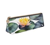 EdsfFehs Black Lily Pads Trousse à crayons en cuir avec motif triangulaire, simple et tendance