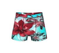 EdsfFehs Boxer pour homme avec imprimé de fleurs en vitrail, doux, respirant, taille élastique confortable, Noir , S