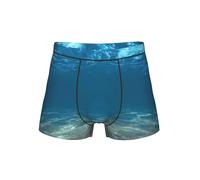 EdsfFehs Boxer pour homme avec imprimé paysage marin bleu océan, doux, respirant, taille élastique confortable, Noir , XXL