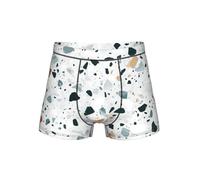 EdsfFehs Caleçon boxeur Terrazzo imprimé marbre pastel pour homme, doux, respirant, taille élastique confortable, Noir , XXL