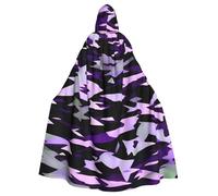EdsfFehs Cape à capuche unisexe avec imprimé camouflage américain violet pour Halloween, cosplay, fête, carnaval, événements à thème