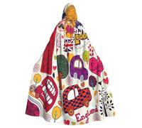 EdsfFehs Cape à capuche unisexe avec imprimé journal en anglais pour Halloween, cosplay, fête, carnaval, événements à thème