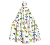 EdsfFehs Cape à capuche unisexe pour adulte avec impression d'images de dinosaures de dessin animé, cape pleine longueur, accessoire de costume de carnaval et de cosplay