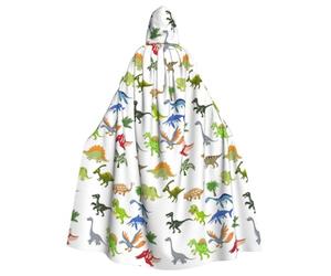 EdsfFehs Cape à capuche unisexe pour adulte avec impression d'images de dinosaures de dessin animé, cape pleine longueur, accessoire de costume de carnaval et de cosplay