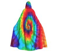 EdsfFehs Cape à capuche unisexe pour adulte, imprimé tie-dye hippies, cape pleine longueur, accessoire de costume de carnaval et de cosplay
