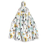 EdsfFehs Cape à capuche unisexe pour adulte, motif animal de dessin animé, imprimé alphabet