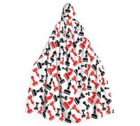 EdsfFehs Cape à capuche unisexe pour adulte, motif d'échecs, cape pleine longueur, accessoire de costume de carnaval et de cosplay