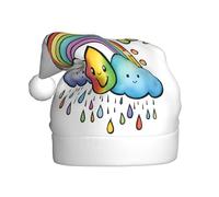 EdsfFehs Chapeau de Noël avec impression de gouttes de pluie et nuages arc-en-ciel, couvre-chefs de vacances pour le Nouvel An, fête de Noël, décorations de cosplay