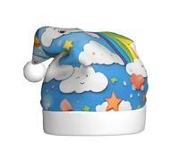 EdsfFehs Chapeau de Noël avec imprimé gouttes de pluie et nuages arc-en-ciel, couvre-chef pour le Nouvel An, fête de Noël, décorations de cosplay