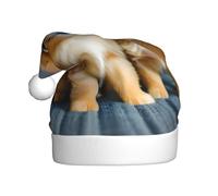EdsfFehs Chapeau de Noël imprimé chiots de Poméranie et point imprimé, couvre-chef de vacances pour le Nouvel An, fête de Noël, décorations de cosplay