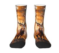 EdsfFehs Chaussettes imprimées cerf dans les bois, unisexe, adaptées à la plupart des personnes ayant une longueur de pied de 36 à 45, 2 Noir-2, Taille unique