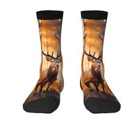 EdsfFehs Chaussettes imprimées cerf dans les bois, unisexe, adaptées à la plupart des personnes ayant une longueur de pied de 36 à 45, 2 Noir-1, Taille unique