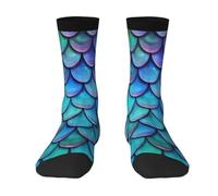 EdsfFehs Chaussettes pour adultes avec imprimé écailles de poisson bleu sarcelle sirène pour homme et femme, respirantes, douces, décontractées à porter au quotidien