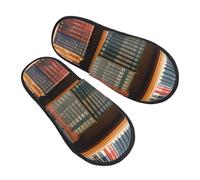 EdsfFehs Chaussons doux avec imprimé bibliothèque - Chaudes et confortables - Pour homme et femme