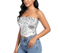 EdsfFehs Chemisier sans manches pour femme avec imprimé d'herbes et de plantes herbacées - Extensible - Sans bretelles - Doux - Pour un usage quotidien, Noir , XL