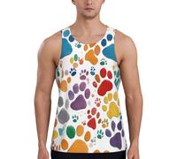 EdsfFehs Débardeur d'entraînement pour homme avec imprimé empreintes de pattes Art 1, confortable, respirant et décontracté, Noir , L