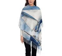 EdsfFehs Écharpe légère et chaude pour l'automne et l'hiver Motif voilier bleu doux