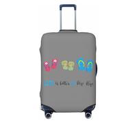 EdsfFehs Flip Flops Calligraphie Chaussures de plage Imprimé Valise Housse lavable légère tendance pour une identification facile, Noir , M