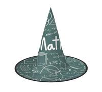 EdsfFehs Formulas Shapes Theory Lesson Word Print Chapeau d'Halloween, chapeau pointu amusant à large bord, fournitures de festival pliables