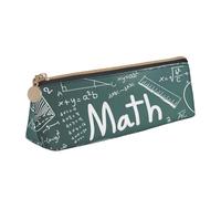 EdsfFehs Formulas Shapes Theory Math Leçon Word Print Trousse à crayons en cuir Triangle Papeterie Sac de rangement simple et tendance