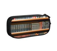 EdsfFehs Grande capacité Bibliothèque Imprimée Bibliothèque Double Couche Fermeture Éclair Trousse à crayons Multi-compartiments Portable, Noir , Taille unique, Ensemble cartable