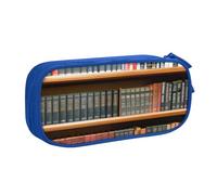 EdsfFehs Grande capacité Bibliothèque Imprimée Bibliothèque Double Couche Fermeture Éclair Trousse à crayons Multi-compartiments Portable, bleu, Taille unique, Ensemble cartable