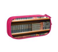 EdsfFehs Grande capacité Bibliothèque Imprimée Bibliothèque Double Couche Fermeture Éclair Trousse à crayons Multi-compartiments Portable, rose, Taille unique, Ensemble cartable