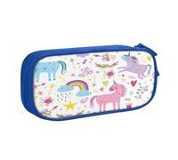 EdsfFehs Grande trousse à crayons avec fermeture éclair double couche Motif licornes Rose, bleu, Taille unique, Ensemble cartable