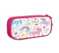 EdsfFehs Grande trousse à crayons avec fermeture éclair double couche Motif licornes Rose, rose, Taille unique, Ensemble cartable