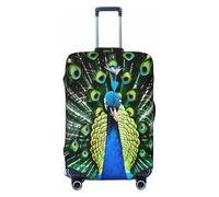 EdsfFehs Housse de bagage à motif paon frais, protection de valise tendance, lavable et résistante aux rayures, Noir , S