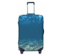 EdsfFehs Housse de bagage à motif vague bleu océan mer vague, protection de valise tendance, lavable et résistante aux rayures, Noir , S