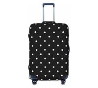 EdsfFehs Housse de valise imprimée à pois blancs, lavable, légère et tendance pour une identification facile, Noir , L
