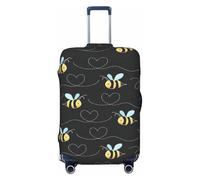 EdsfFehs Housse de valise imprimée abeille, lavable, légère et tendance pour une identification facile, Noir , S