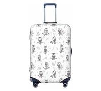 EdsfFehs Housse de valise imprimée branches d'arbre hibou, lavable, légère et tendance pour une identification facile, Noir , L