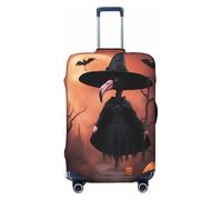 EdsfFehs Housse de valise imprimée chapeau de sorcière flamant rose d'Halloween, lavable, légère et tendance pour une identification facile, Noir , XL
