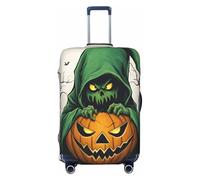 EdsfFehs Housse de valise imprimée citrouille d'Halloween fantôme vert, lavable, légère et tendance pour une identification facile, Noir , S