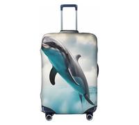 EdsfFehs Housse de valise imprimée drôle de dauphin qui vous regarde, lavable, légère, tendance pour une identification facile, Noir , L