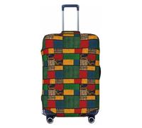 EdsfFehs Housse de valise imprimée patchwork de style africain, lavable, légère et tendance pour une identification facile, Noir , L