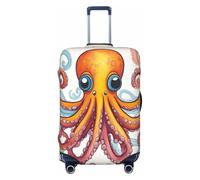 EdsfFehs Housse de valise imprimée pieuvre colorée, lavable, légère et tendance pour une identification facile, Noir , XL