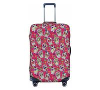 EdsfFehs Housse de valise imprimée tête de mort et feuilles vertes, lavable, légère et tendance pour une identification facile, Noir , M