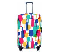 EdsfFehs Housse de valise imprimée verres à cocktail et bouteilles de vin, lavable, légère et tendance pour une identification facile, Noir , XL