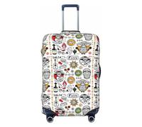 EdsfFehs Housse de valise mexicaine avec imprimé symboles salsa, lavable, légère, tendance pour une identification facile, Noir , M