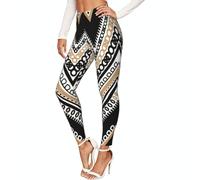 EdsfFehs Legging extensible pour femme avec imprimé zigzag noir et blanc, Noir , M