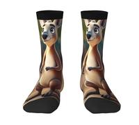 EdsfFehs Lot de 2 paires de chaussettes imprimées de zoo kangourou humoristique, unisexe, adaptées à la plupart des personnes ayant des longueurs de pied de 36 à 45, 2 Noir-1, Taille unique