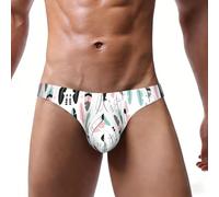 EdsfFehs Slip de bikini imprimé plumes pour homme, doux, extensible et respirant, Noir , L